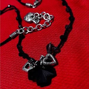 Brighton Karma faced Black Crystal Heart Necklace